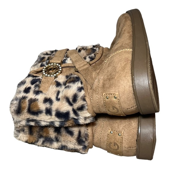 💝 Donating! NWOT GBG Los Angelos ALEYA suede Leopard Faux Fur Boots Size 9.5M - Picture 9 of 15